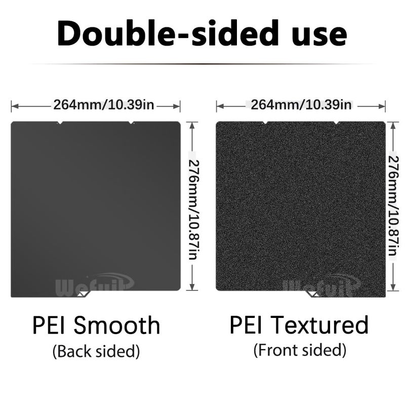 Wefuit JUUPINE Kobra S1 Build Plate 264x276mm Double Sided PEI Build Plate Smooth &Textured PEI Sheet Printing Platform Flexible Spring Steel Sheet Compatible with Anycubic Kobra S1 Combo 3D Printer - Image 4